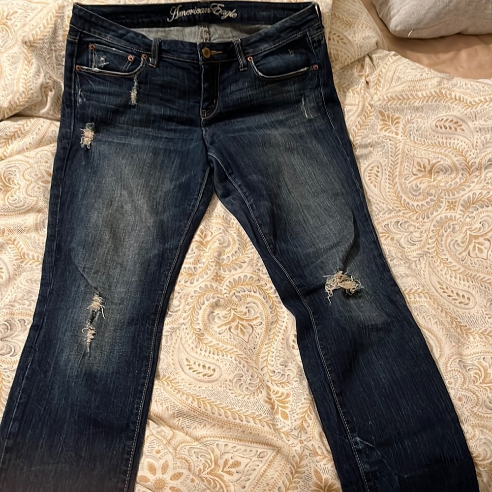 American Eagle Live Your Life dark Wash skinny 77 jeans size 12 SHORT FREE SHIP